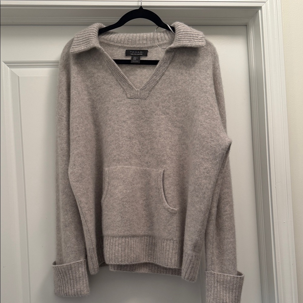 Tahari Light Gray V-Neck Women's Sweater